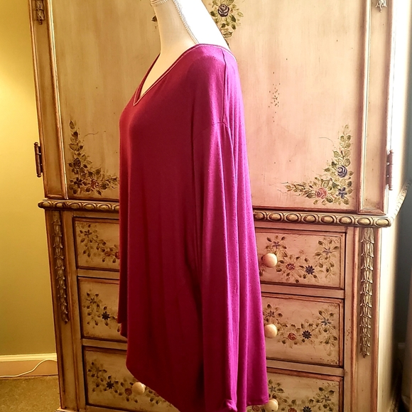 Ava & Viv Sweater Top Plus 3X Long Sleeve Berry Purple NWT - Picture 3 of 15